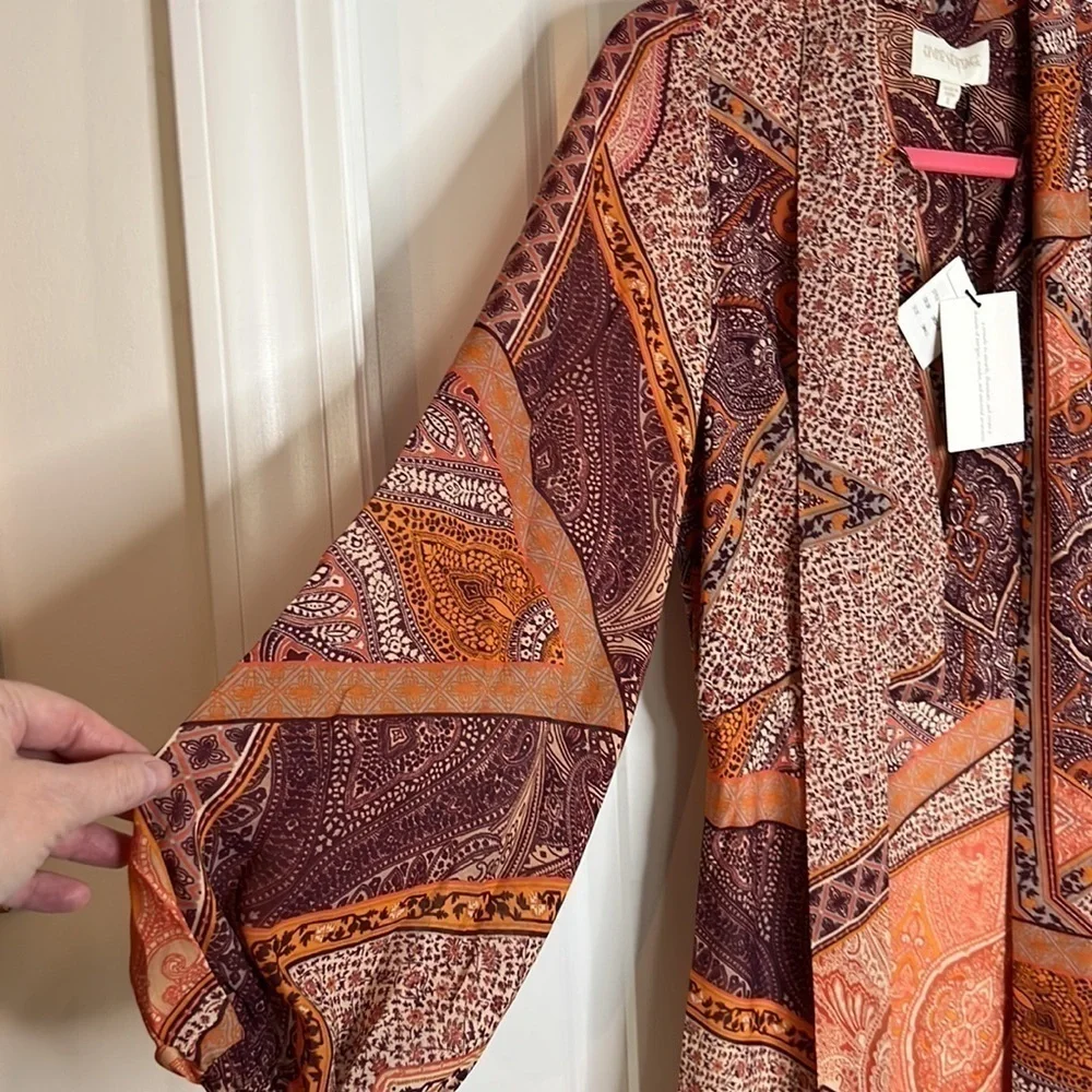 Divine Heritage Orchid Paisley Neck Tie Mini Dress SMALL Patchwork Boho Bin 4 - Picture 7 of 13